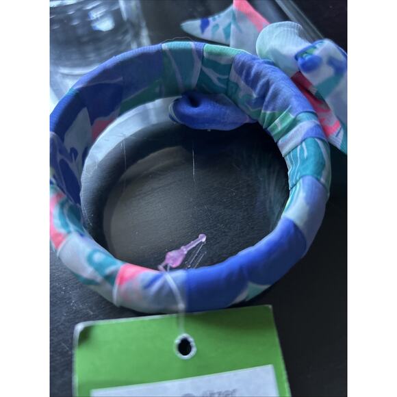 Lilly Pulitzer Fabric Wrapped Bow Bangle Bennet Blue Celestial Seas One Size NWT - Picture 7 of 10